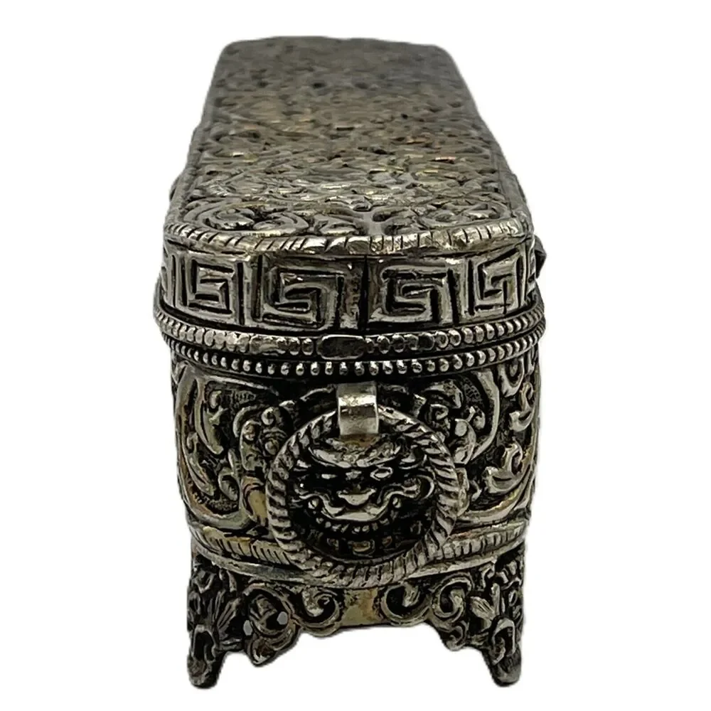 Vintage Silver Plate Incense Holder Trinket Jewelry Box 11